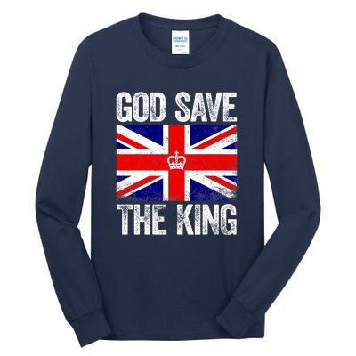 God Save The King Charles III Tee UK Flag Top King Charles Tall Long Sleeve T-Shirt