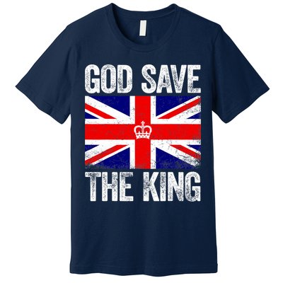 God Save The King Charles III Tee UK Flag Top King Charles Premium T-Shirt