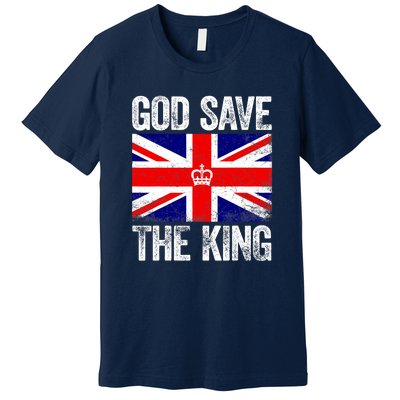 God Save The King Charles III Tee UK Flag Top King Charles Premium T-Shirt