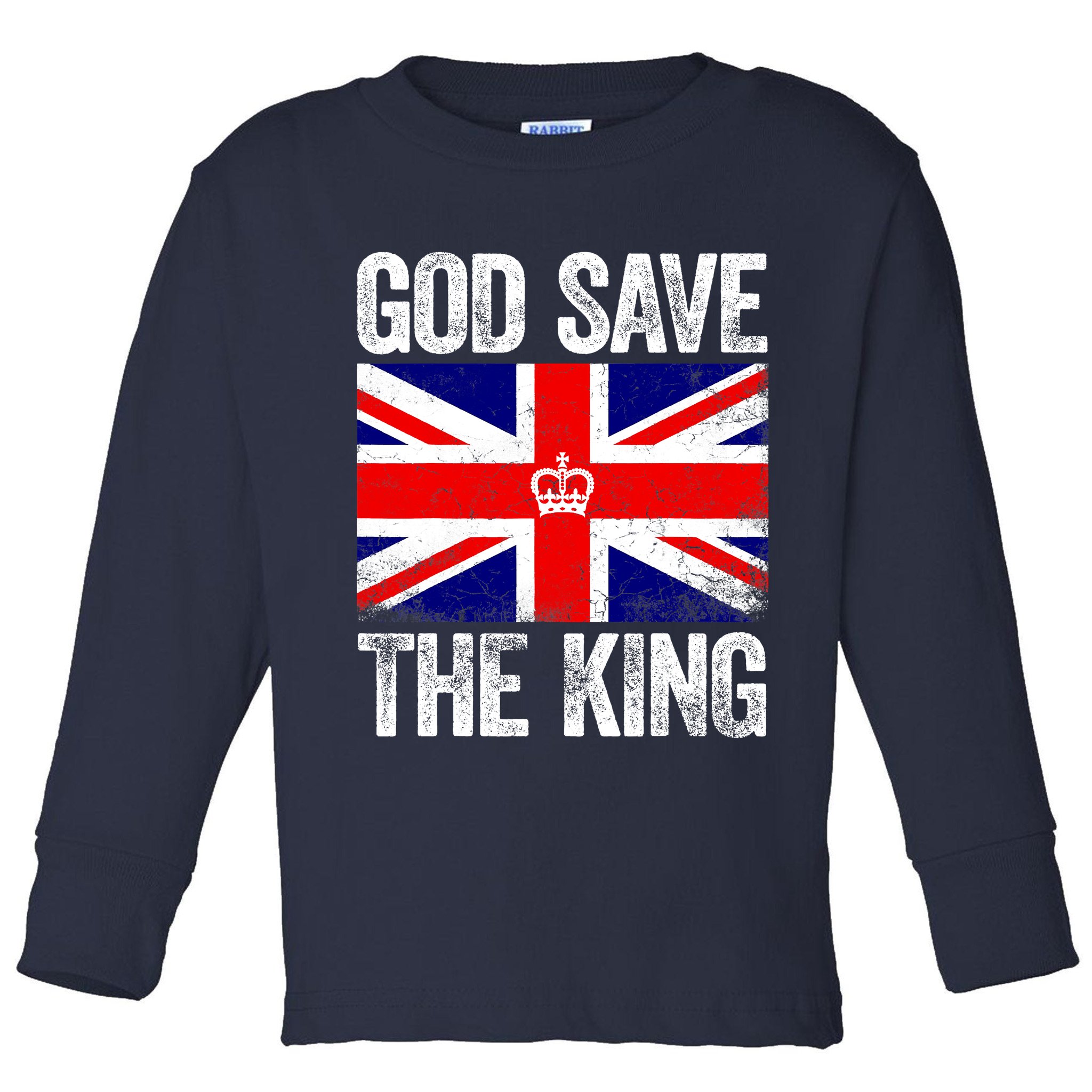 God Save The King Charles III Tee UK Flag Top King Charles Toddler Long Sleeve Shirt