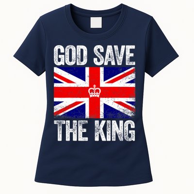 God Save The King Charles III Tee UK Flag Top King Charles Womens T-Shirt