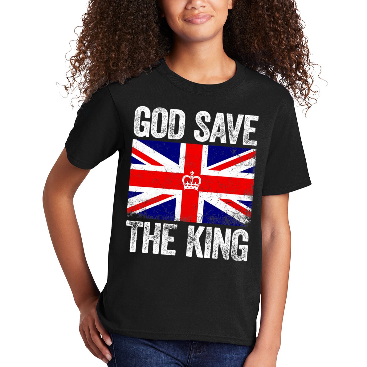 God Save The King Charles III Tee UK Flag Top King Charles Kids T-Shirt