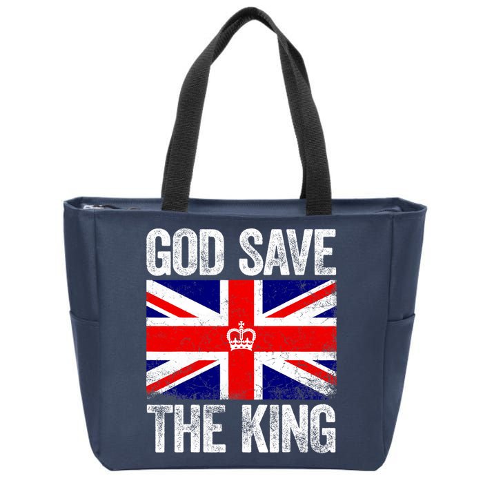 God Save The King Charles III Tee UK Flag Top King Charles Zip Tote Bag