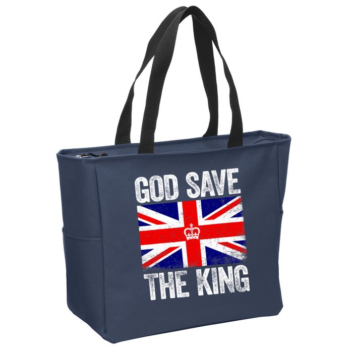 God Save The King Charles III Tee UK Flag Top King Charles Zip Tote Bag