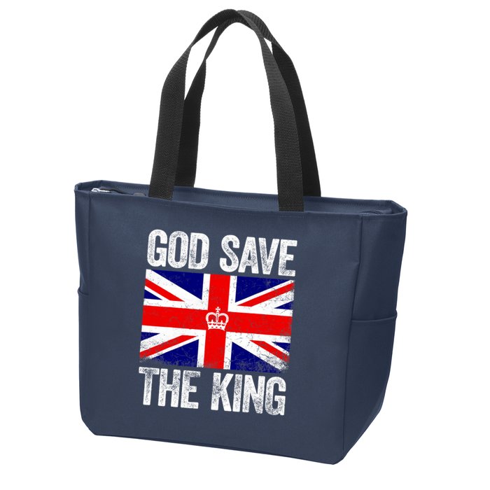 God Save The King Charles III Tee UK Flag Top King Charles Zip Tote Bag
