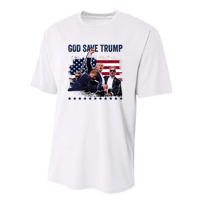 God Save Trump 2024 Fist Rally Trump Rally 2024 Youth Performance Sprint T-Shirt