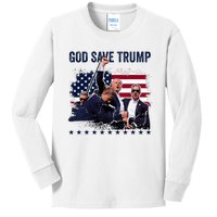 God Save Trump 2024 Fist Rally Trump Rally 2024 Kids Long Sleeve Shirt