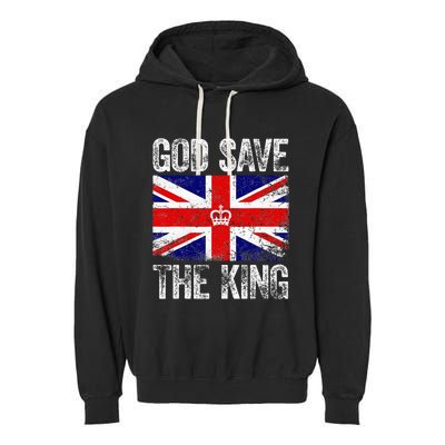 God Save The King Charles III Tee UK Flag Top King Charles Garment-Dyed Fleece Hoodie