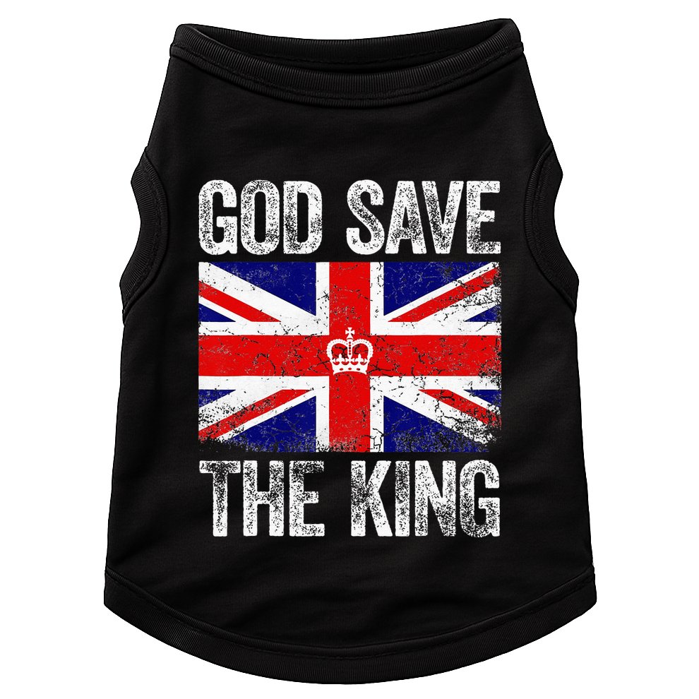 God Save The King Charles III Tee UK Flag Top King Charles Doggie Tank
