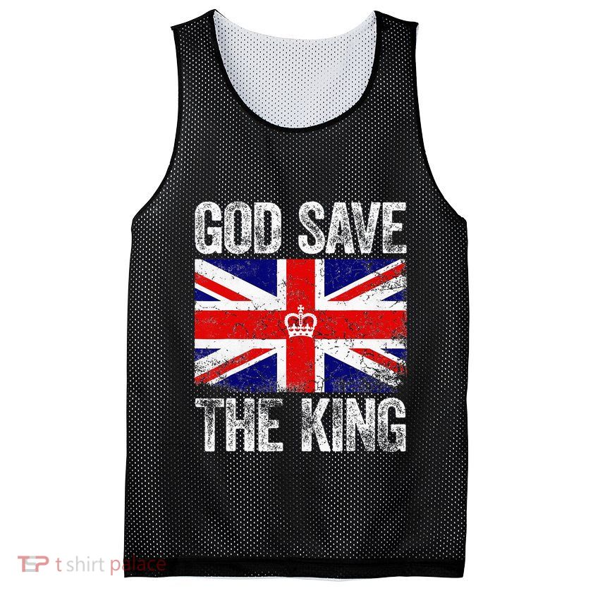 God Save The King Charles III Tee UK Flag Top King Charles Mesh Reversible Basketball Jersey Tank
