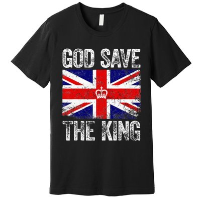 God Save The King Charles III Tee UK Flag Top King Charles Premium T-Shirt