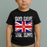 God Save The King Charles III Tee UK Flag Top King Charles Toddler T-Shirt