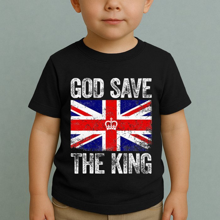 God Save The King Charles III Tee UK Flag Top King Charles Toddler T-Shirt