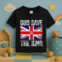 God Save The King Charles III Tee UK Flag Top King Charles Toddler T-Shirt