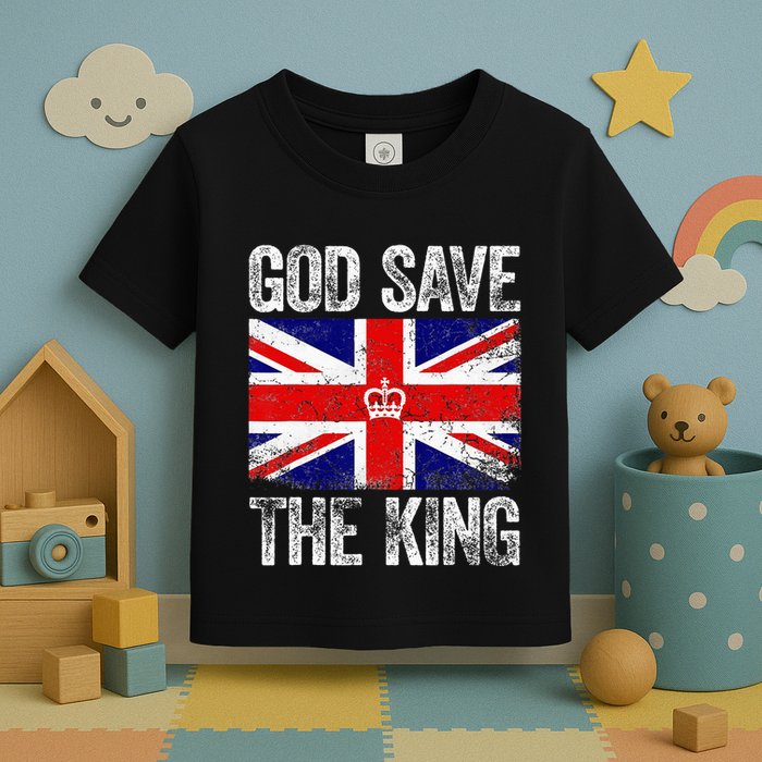 God Save The King Charles III Tee UK Flag Top King Charles Toddler T-Shirt
