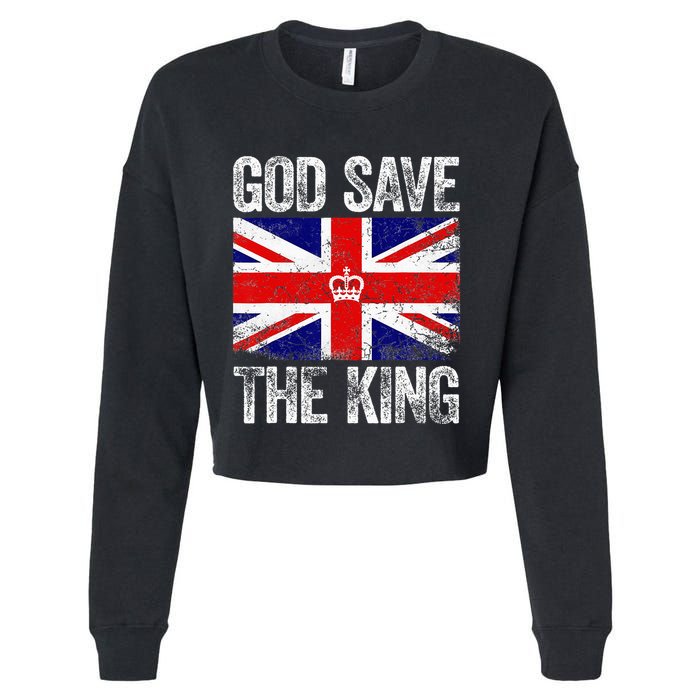 God Save The King Charles III Tee UK Flag Top King Charles Cropped Pullover Crew