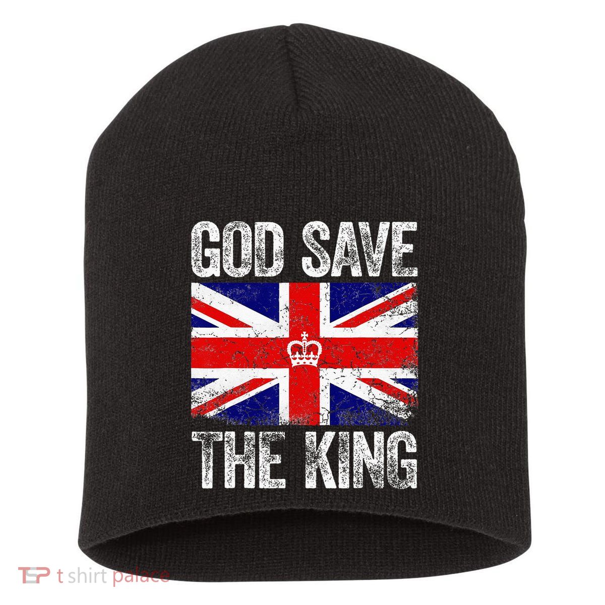 God Save The King Charles III Tee UK Flag Top King Charles Short Acrylic Beanie