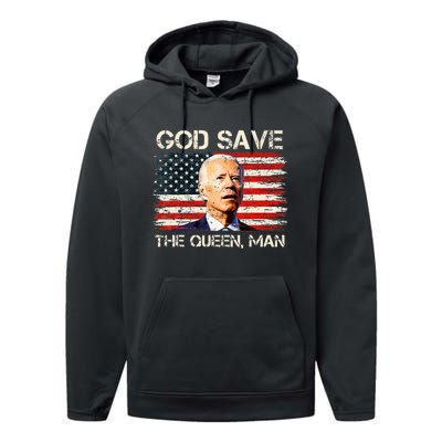 God Save The Queen Man Funny Joe Biden Performance Fleece Hoodie