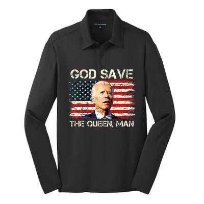 God Save The Queen Man Funny Joe Biden Silk Touch Performance Long Sleeve Polo