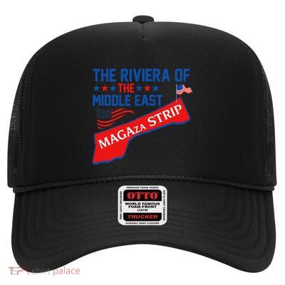 Gaza Strip Trump Magaza Strip American Flag Usa Magaza Map High Crown Mesh Back Trucker Hat