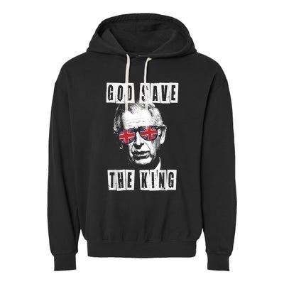 God Save The King. Kings Coronation. Union Jack Charles Garment-Dyed Fleece Hoodie