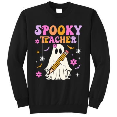 Groovy Spooky Teacher With Bat Ghost Funny Halloween Sweatshirt