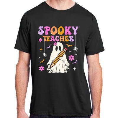 Groovy Spooky Teacher With Bat Ghost Funny Halloween Adult ChromaSoft Performance T-Shirt