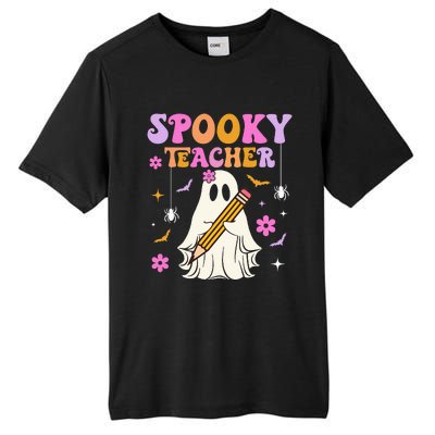 Groovy Spooky Teacher With Bat Ghost Funny Halloween Tall Fusion ChromaSoft Performance T-Shirt