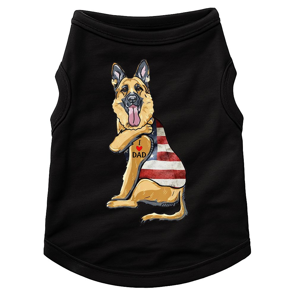 German Shepherd Tattoo Dog I Love Dad Fathers Day Doggie Tank