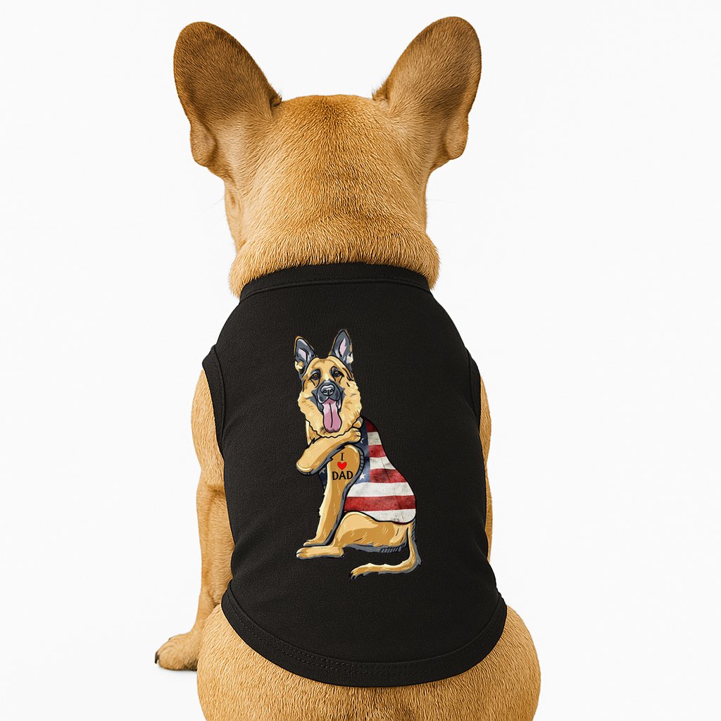 German Shepherd Tattoo Dog I Love Dad Fathers Day Doggie Tank