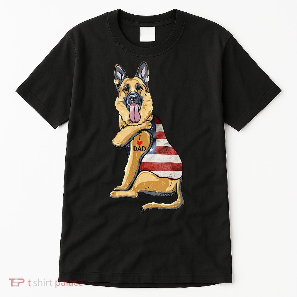 German Shepherd Tattoo Dog I Love Dad Fathers Day Tall T-Shirt
