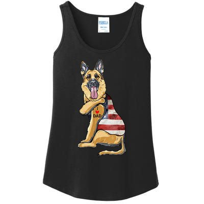 German Shepherd Tattoo Dog I Love Dad Fathers Day Ladies Essential Tank