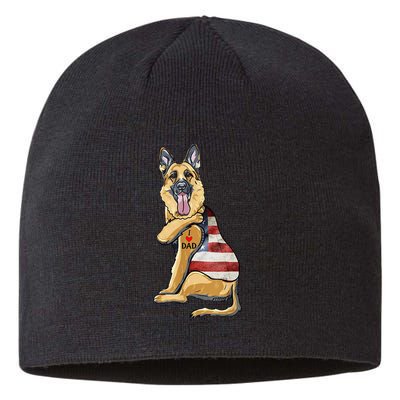 German Shepherd Tattoo Dog I Love Dad Fathers Day Sustainable Beanie
