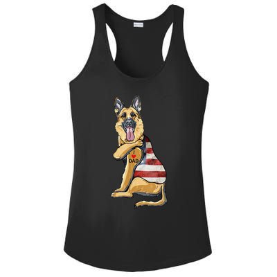 German Shepherd Tattoo Dog I Love Dad Fathers Day Ladies PosiCharge Competitor Racerback Tank