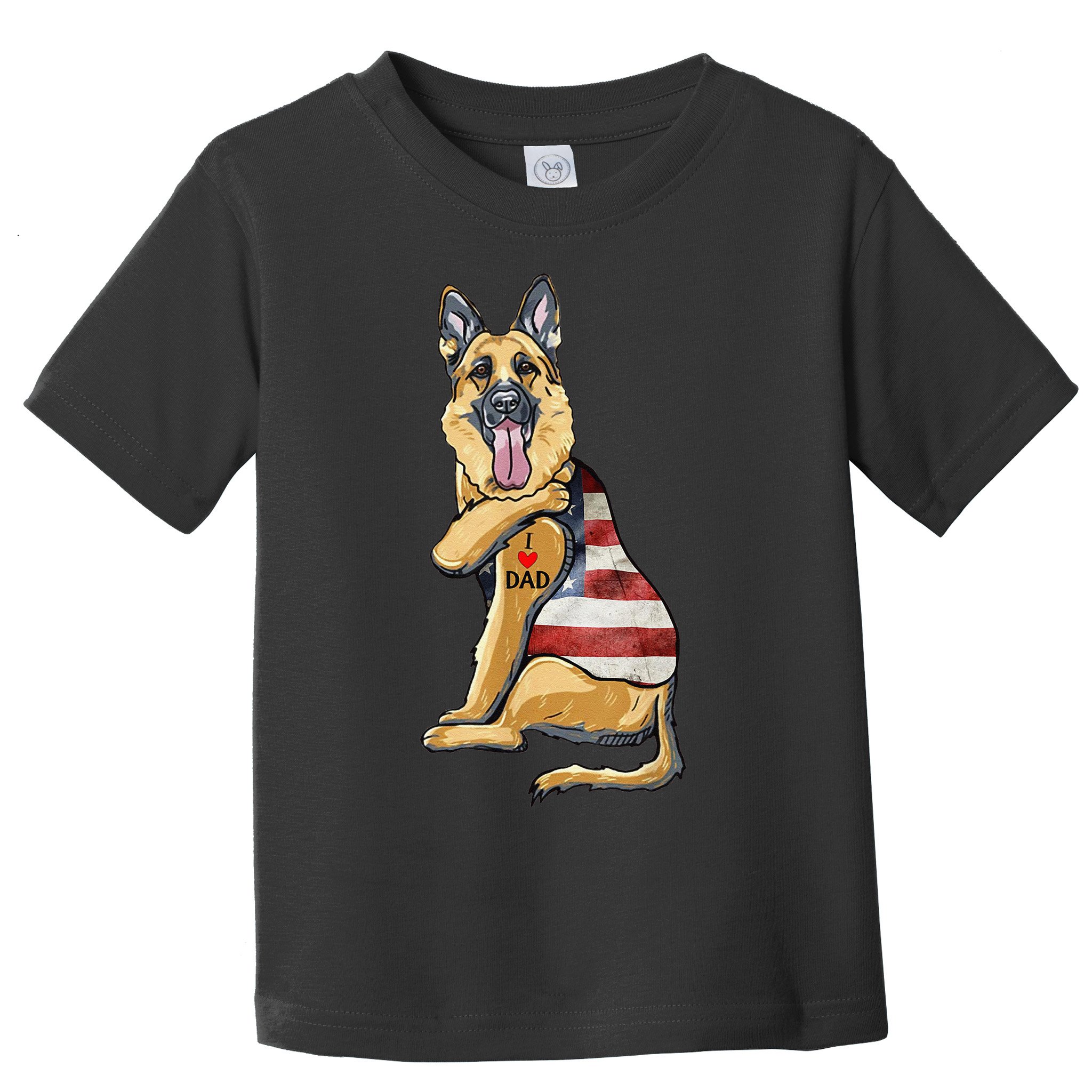 German Shepherd Tattoo Dog I Love Dad Fathers Day Toddler T-Shirt