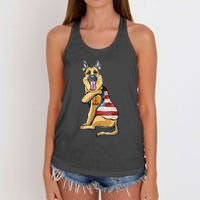 German Shepherd Tattoo Dog I Love Dad Fathers Day Women's Knotted Racerback Tank