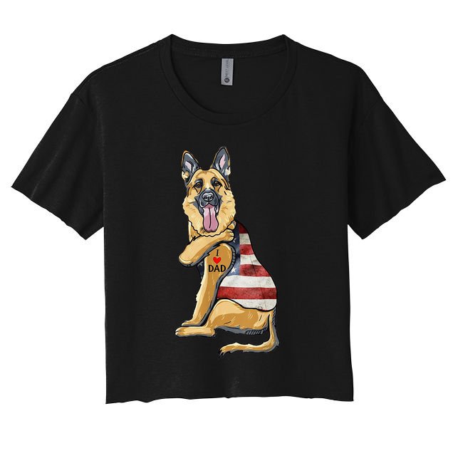 German Shepherd Tattoo Dog I Love Dad Fathers Day Crop Top