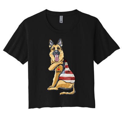 German Shepherd Tattoo Dog I Love Dad Fathers Day Women's Crop Top Tee