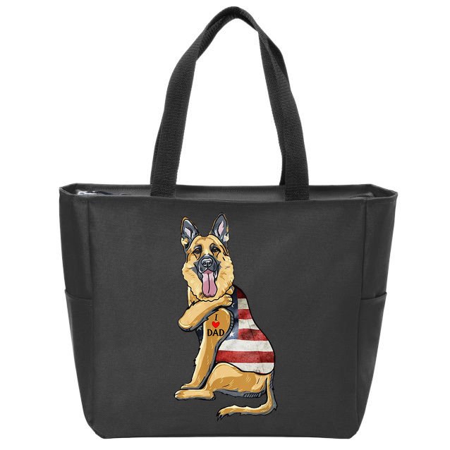 German Shepherd Tattoo Dog I Love Dad Fathers Day Zip Tote Bag