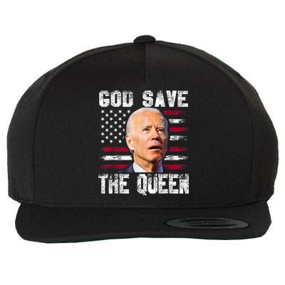 God Save The Queen Man Funny Joe Biden 4th Of July US American Flag Wool Snapback Cap