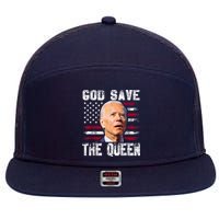 God Save The Queen Man Funny Joe Biden 4th Of July US American Flag 7 Panel Mesh Trucker Snapback Hat