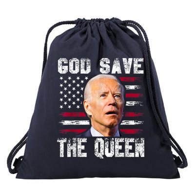 God Save The Queen Man Funny Joe Biden 4th Of July US American Flag Drawstring Bag