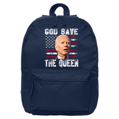 God Save The Queen Man Funny Joe Biden 4th Of July US American Flag 16 in Basic Backpack