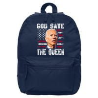 God Save The Queen Man Funny Joe Biden 4th Of July US American Flag 16 in Basic Backpack