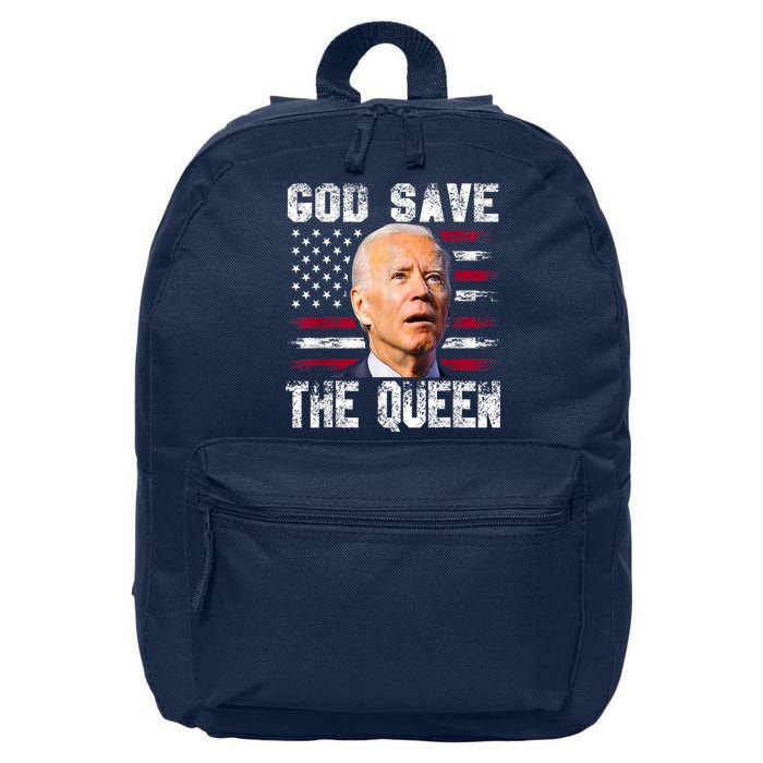 God Save The Queen Man Funny Joe Biden 4th Of July US American Flag 16 in Basic Backpack