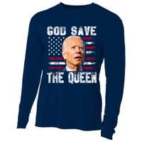 God Save The Queen Man Funny Joe Biden 4th Of July US American Flag Cooling Performance Long Sleeve Crew