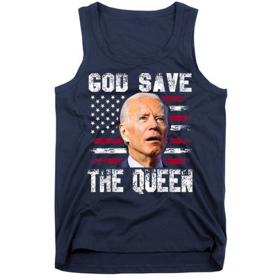 God Save The Queen Man Funny Joe Biden 4th Of July US American Flag Tank Top