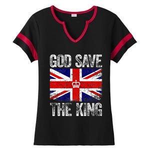 God Save The King Charles Iii. Uk Flag Top King Charles Ladies Halftime Notch Neck Tee