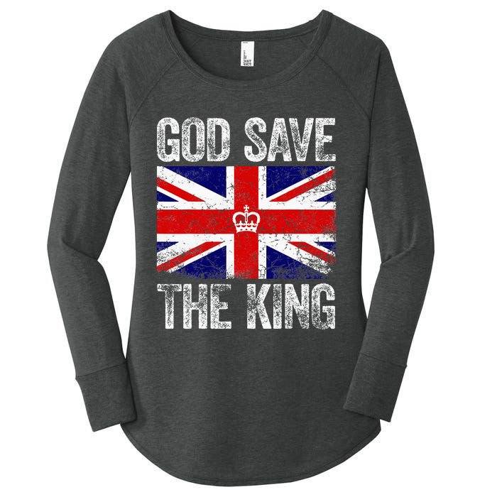 God Save The King Charles Iii. Uk Flag Top King Charles Women's Perfect Tri Tunic Long Sleeve Shirt