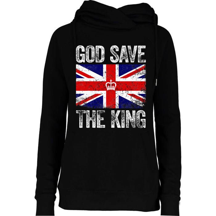 God Save The King Charles Iii. Uk Flag Top King Charles Womens Funnel Neck Pullover Hood